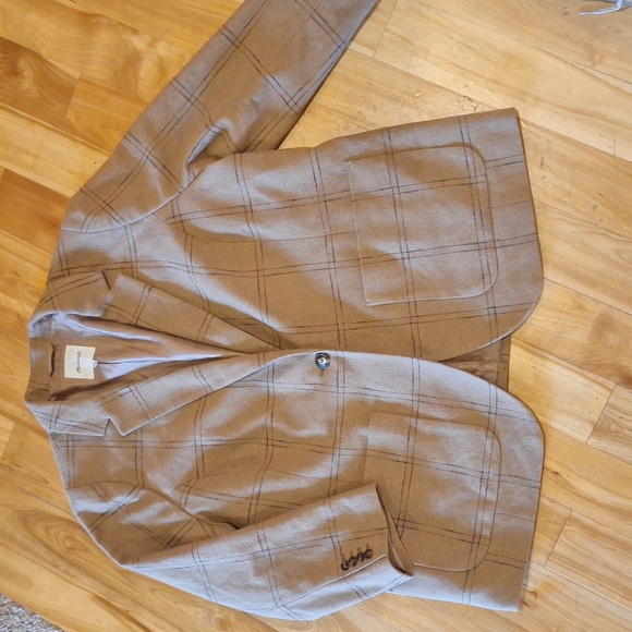 NWOT Madewell Larsen Blazer in Windowpane Plus Size 3X Black & Tan - Picture 6 of 12